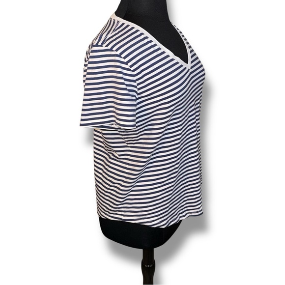 LULULEMON Love V-Neck - 14 Narrow Bold Stripe Club Blue/White - Picture 3 of 12